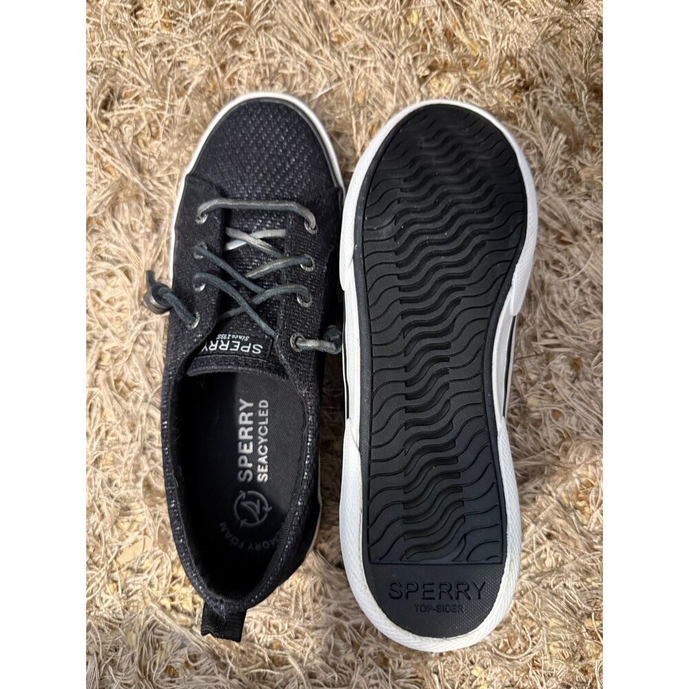 Sperry Women's SeaCycled Crest Vibe Baja Sneaker Boat Shoe Black Silver - Picture 2 of 4